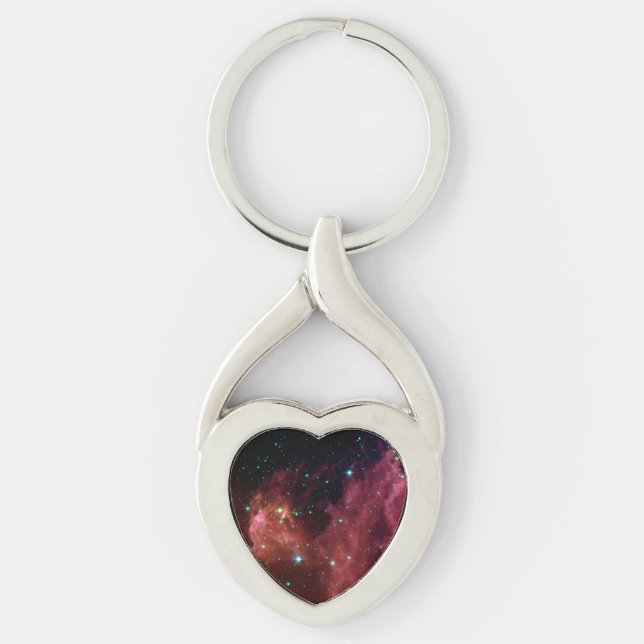 Orion konstellation vred hjärtametall Keychain Twisted Heart Silverfärgad Nyckelring (Framsidan)