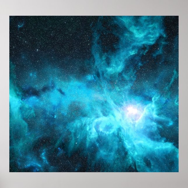Orion nebula, blått ljus, astronomi. poster (Framsidan)