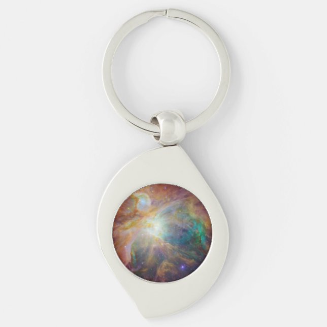 Orion Nebula Composite Swirl Silverfärgad Nyckelring (Framsidan)
