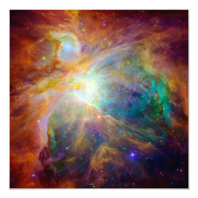 Orion Nebula (Hubble & Spitzer Telescopes) Fototryck (Framsidan)