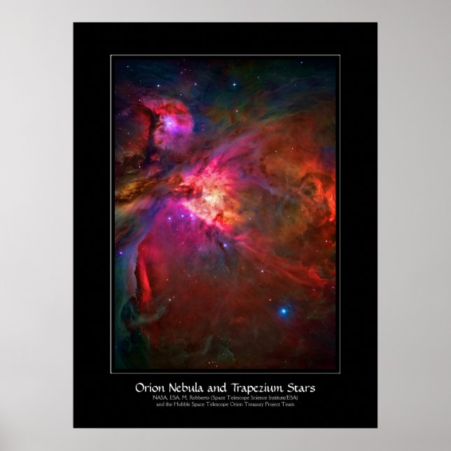 Orion Nebula och Trapezium Stars Poster (Framsidan)