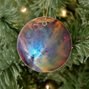 Orion Nebula Space Galaxy låg kontrast Julgransprydnad Keramik