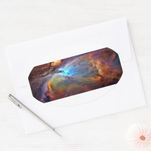 Orion Nebula Space Galaxy låg kontrast Ovalt Klistermärke