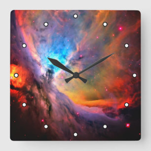 Orion Nebula Space Galaxy med hög kontrastpunkt Fyrkantig Klocka