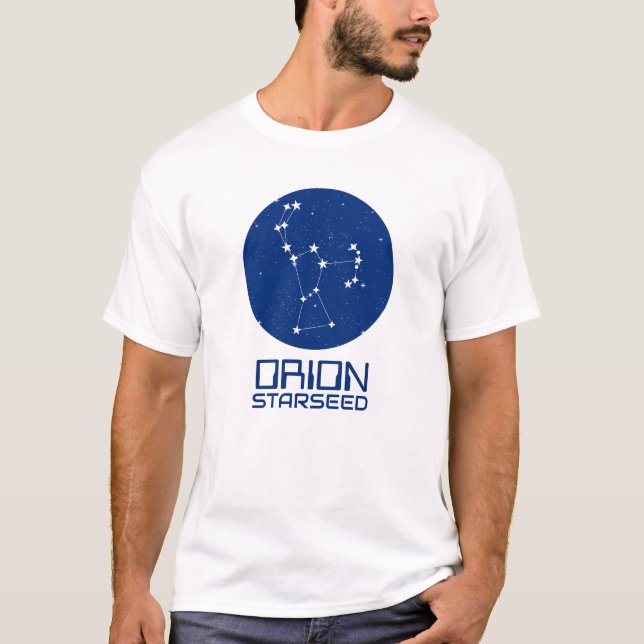 Orion Stjärnfrö T-Shirt – Blå och Vit Design (Framsida)