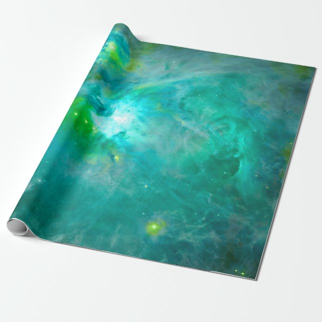 Orionnebulosan Aqua Teal Presentpapper (Utrullad)