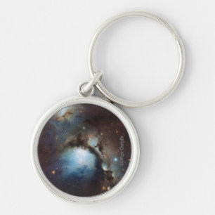 Orionnebulosan astronomi blå brun beige himmel stj rund silverfärgad nyckelring