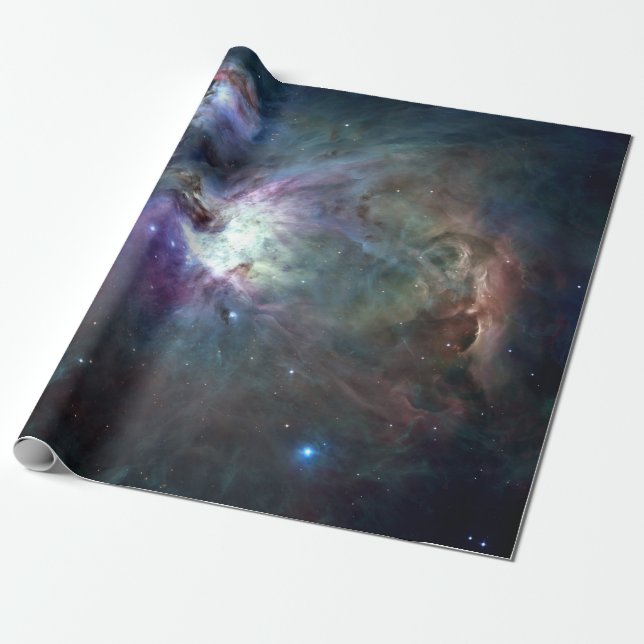 Orionnebulosan djupt mörkt färgrik presentpapper (Utrullad)