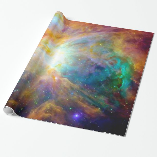 Orionnebulosan Färgrik Galax Presentationspapper Presentpapper (Utrullad)