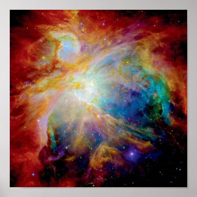 Orionnebulosan Hubble Spitzer-teleskop Rymdfoto Poster (Framsidan)