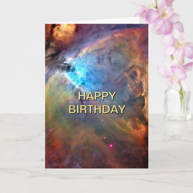 Orionnebulosan Utomjordisk Rymdfödelsedag 5x7 Kort (Orkide)