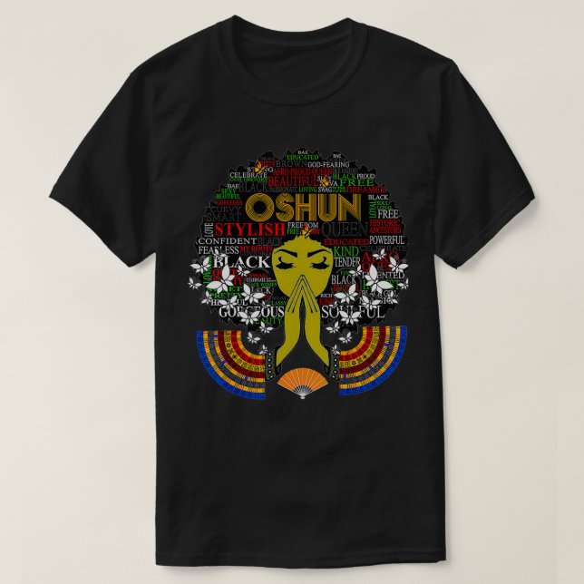 Orisha Oshun guddess gudinna, kvinnlighet och T Shirt (Design framsida)