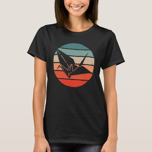 Orizuru Retro Origami Crane  1 T Shirt (Framsida)