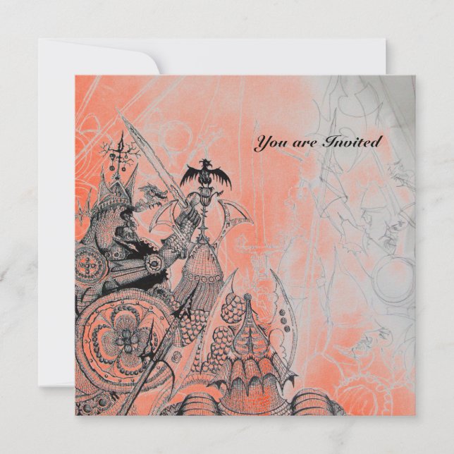 ORK KRIG, svart, vitt rött Inbjudningar (Framsida)