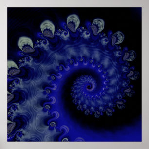 "Orkan" Blue Swirl Fractal Poster