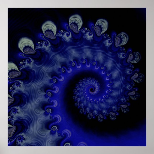 "Orkan" Blue Swirl Fractal Poster (Framsidan)