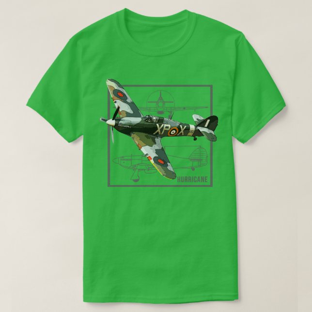 Orkanen British WW2 Fighter Flygplan T Shirt (Design framsida)