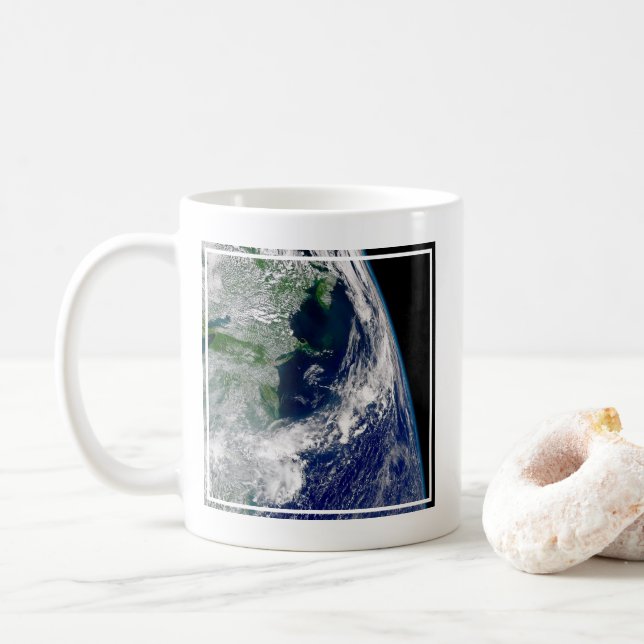 Orkanen Frances på en deljord. Kaffemugg (Med munk)