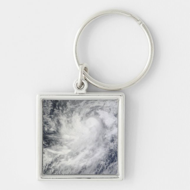 Orkanen Frank av Mexiko Fyrkantig Silverfärgad Nyckelring (Framsidan)