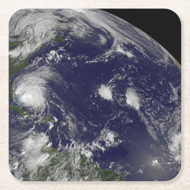 Orkanen Irenes Flytta genom Bahamas. Underlägg Papper Kvadrat (Framsidan)
