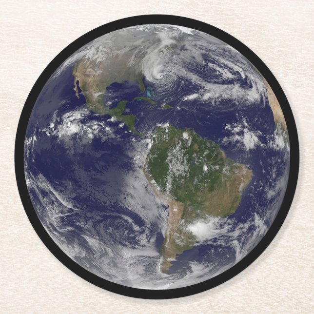 Orkanen Sandy vid USA:s Öster Kusten. Underlägg Papper Rund (Framsidan)