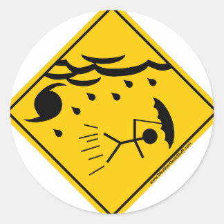 Orkanen Weather Warning Merchandise och Clothing Runt Klistermärke