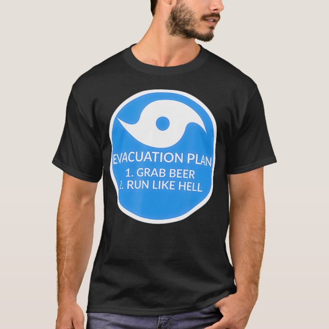 Orkanevakueringsplanen Funny T Shirt (Framsida)