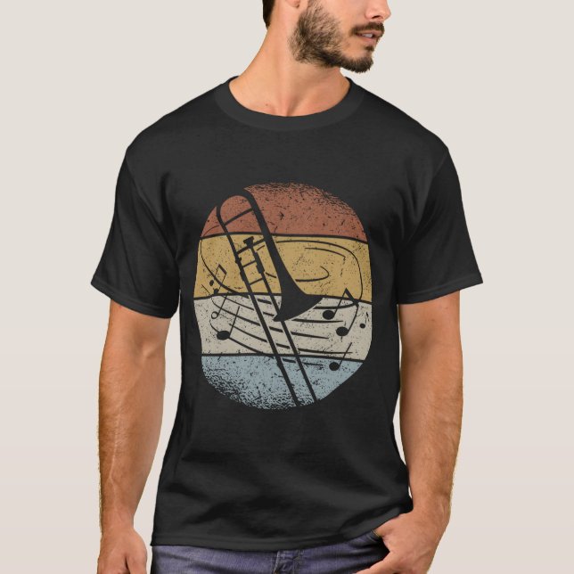 Orkester Trombonist Musiker Noter Trombon T Shirt (Framsida)
