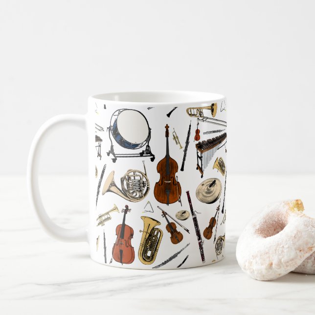 Orkesterinstrument Mönster Kaffemugg (Med munk)