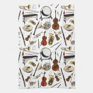 Orkesterinstrument Mönster Kökshandduk
