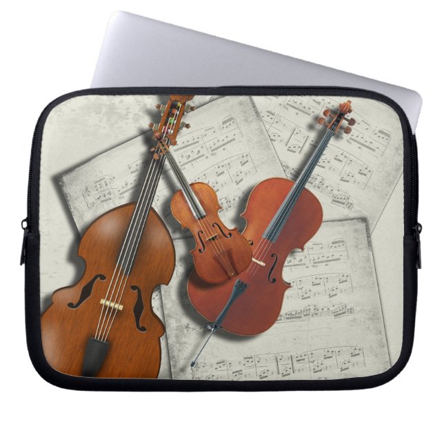 Orkestermusik och instrumenterar elektronik hänger laptop sleeve (Framsidan)
