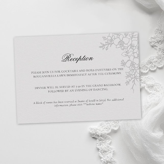 Orkid Elegant Elfenbensvit Formell Traditionell Br Tilläggskort (orchid wedding enclosure card formal modern classic traditional black tie parents hosted ivory)