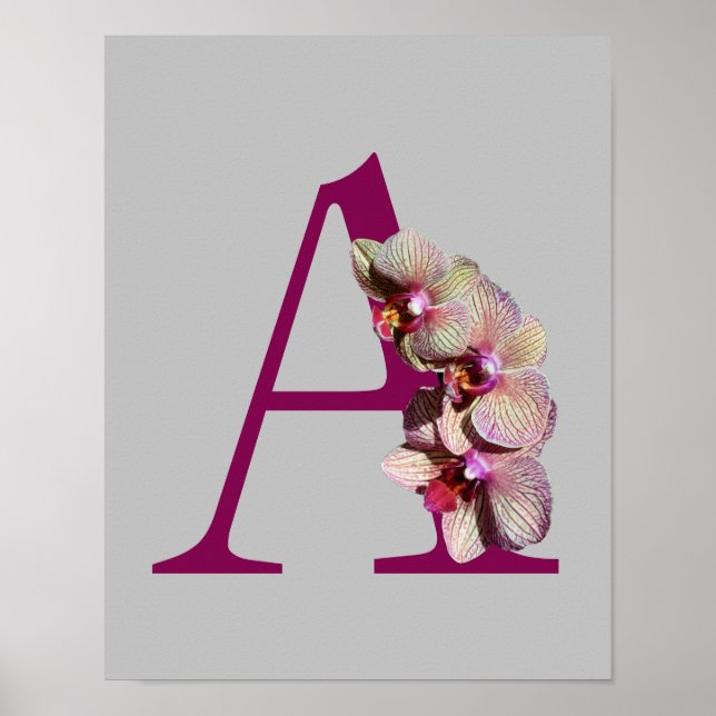 Orkid Elegant Monogram Initial A  Poster (Framsidan)