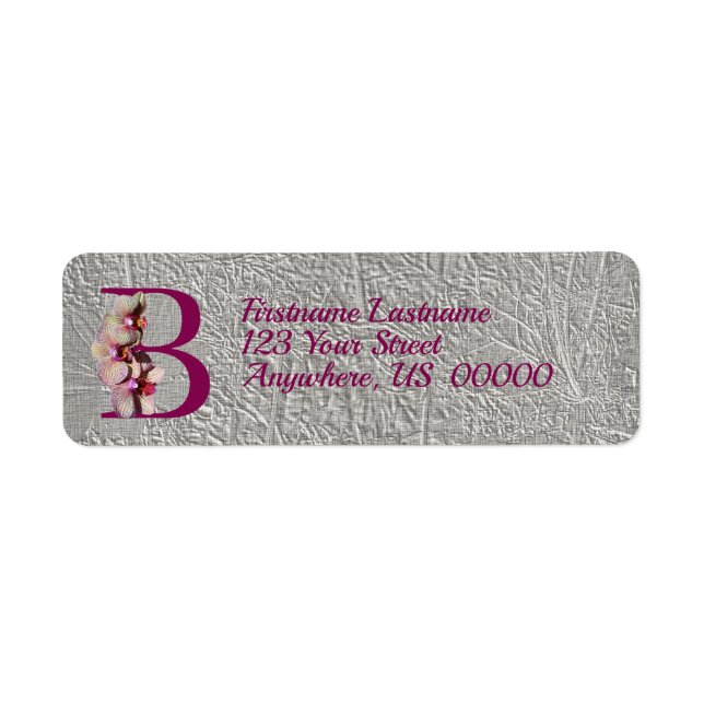 Orkid Elegant Monogram Initial B Returadress  Etikett (Framsidan)