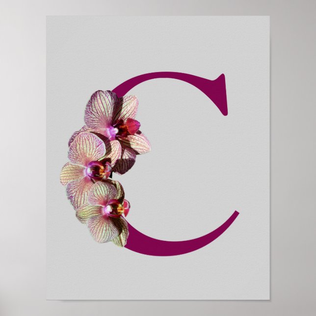 Orkid Elegant Monogram Initial C   Poster (Framsidan)