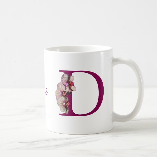 Orkid Elegant Monogram Initial D Personlig Kaffemugg (Höger)