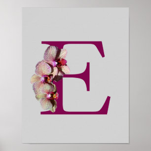 Orkid Elegant Monogram Initial E Personlig Poster