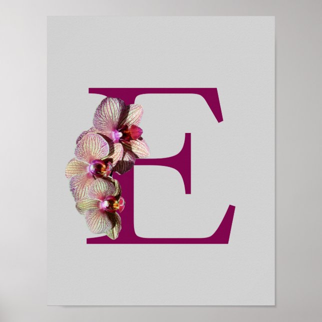 Orkid Elegant Monogram Initial E Personlig Poster (Framsidan)