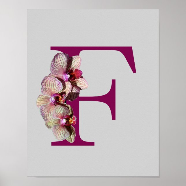 Orkid Elegant Monogram Initial F Personlig Poster (Framsidan)