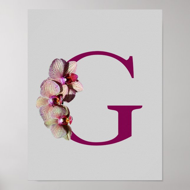 Orkid Elegant Monogram Initial G Personlig Poster (Framsidan)