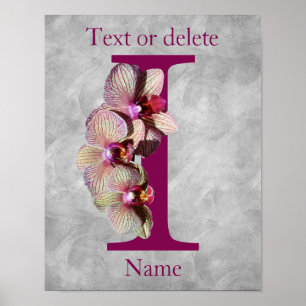 Orkid Elegant Monogram Initial I Personlig Poster