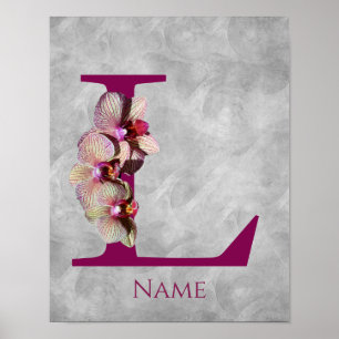 Orkid Elegant Monogram Initial L Personlig Poster