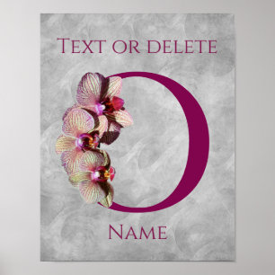 Orkid Elegant Monogram Initial O Personlig Poster