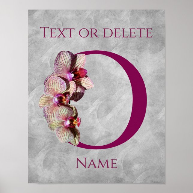 Orkid Elegant Monogram Initial O Personlig Poster (Framsidan)