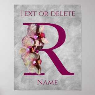Orkid Elegant Monogram Initial R Personlig Poster