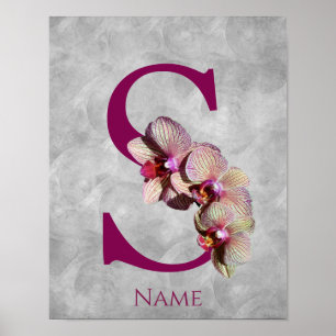 Orkid Elegant Monogram Initial S Personlig Poster
