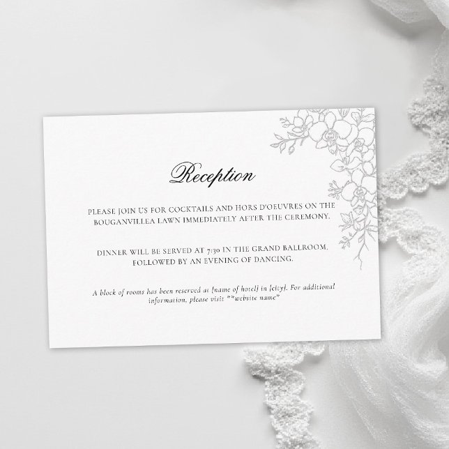 Orkid Elegant Vit Formell Traditionell Bröllop Tilläggskort (orchid wedding enclosure card formal modern classic traditional black tie parents hosted white)
