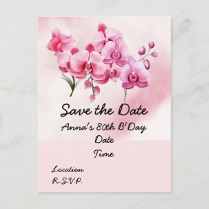 Orkidblomma 80-årsdag Spara datum postkort Vykort