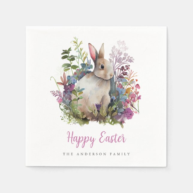 Orkidé Akvarell Blommig Påskbrunch Pappersservett (Framsidan)