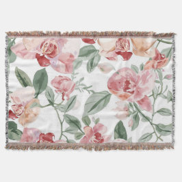 Orkidé äng akvarell blommig rodnande botanisk filt